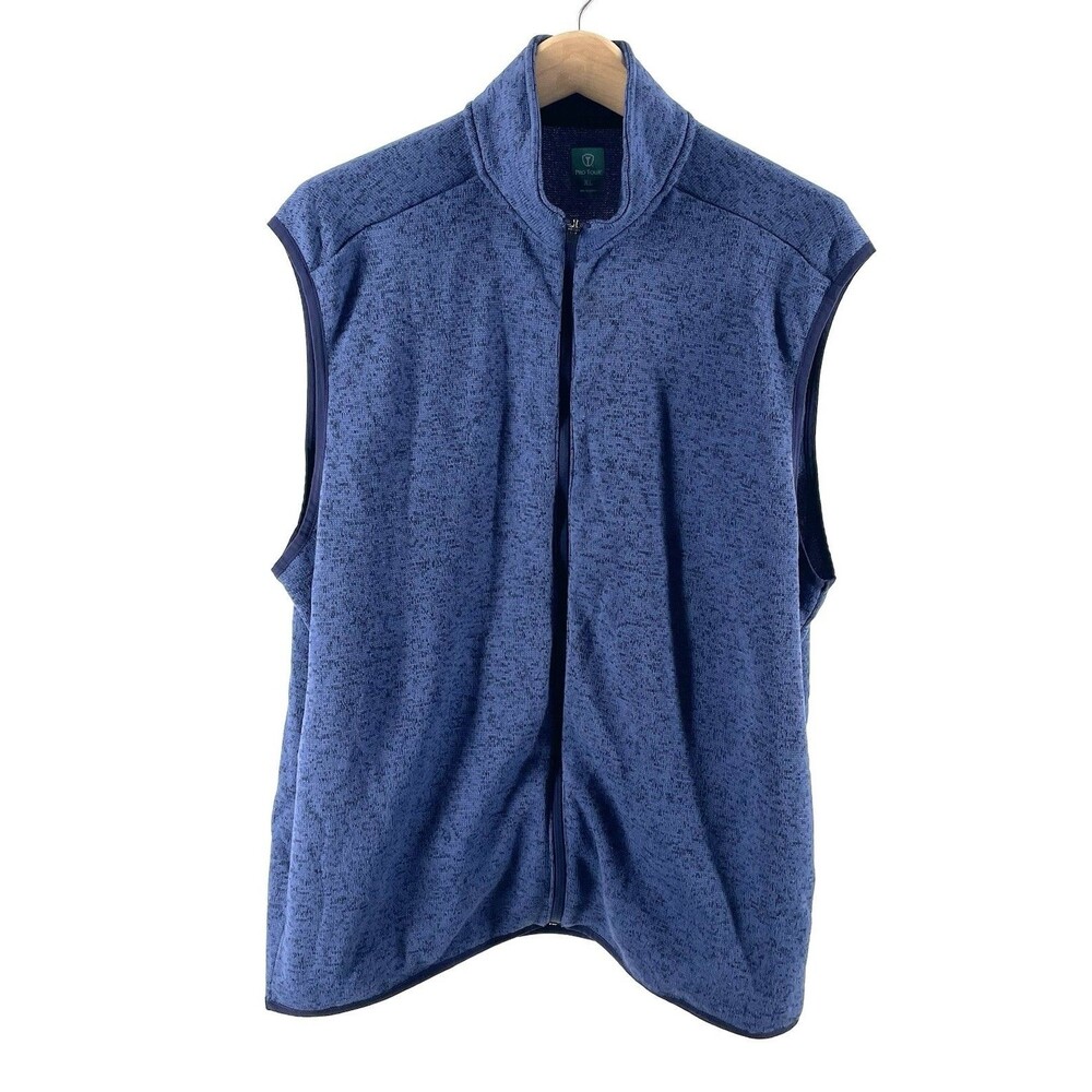Pro Tour Men’s Fleece Vest XL Blue Heather Full Zip Pockets Lightweight Outdoors